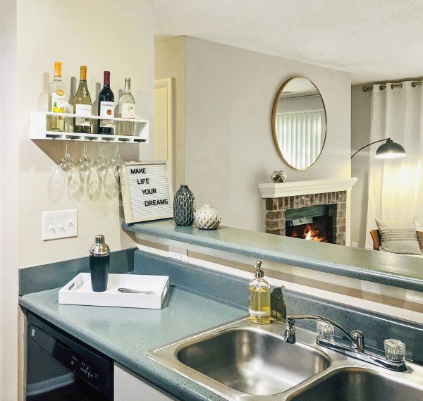 Kitchen sink and bar countertop